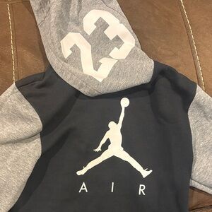 Jordan Kids Hoodie - Black and Gray with White Graphic